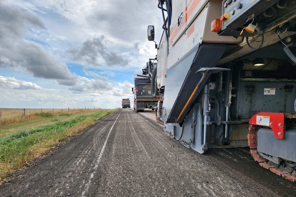 Milling on a county road.