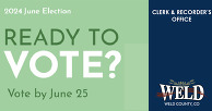 Text in green reads: 2024 June election. Ready to vote? Vote by June 25.