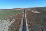 An aerial view of a portion of Weld County Road (WCR) 22 between WCR 31 and WCR 41.