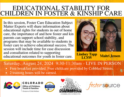 Flyer for Foster Source event with all information from body text