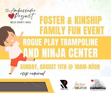 Flyer for Foster and Kinship Family Fun Event, featuring info from body text