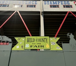 The Weld County Fair sign at Island Grove Regional Park.