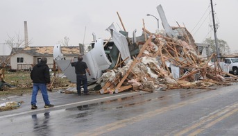 Damage from the Weld County Tornado in Windsor in 2008.
