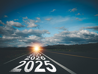 A road listing future years on the pavement. 