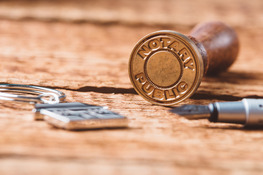 A stamp that reads "Notary public."