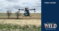 A drone over a field in Weld County.