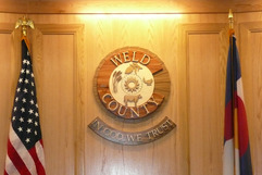 The Weld County seal inside the Weld County Administration Building.
