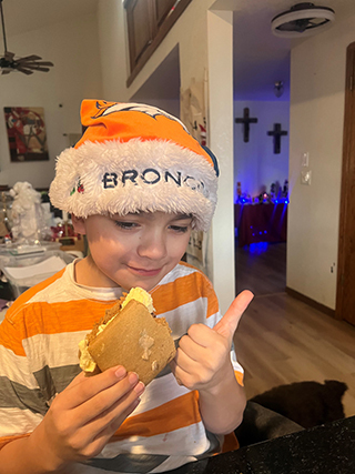 Gerard eating a cookie