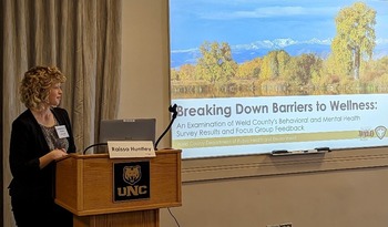Raissa Huntley presenting at the University of Northern Colorado.