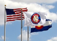 Weld County, Colorado and United States of America flags