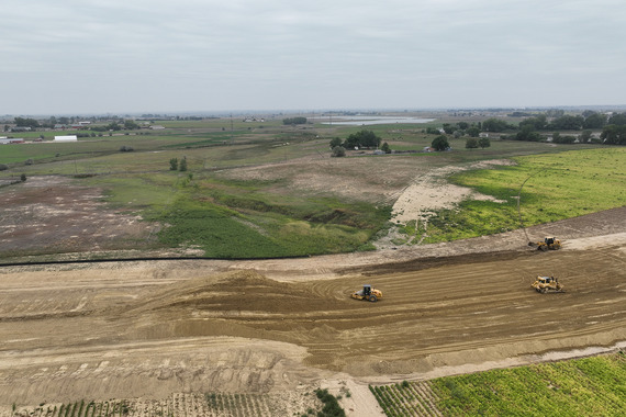 An aerial view of the dirt work currently taking place on the High Plains Boulevard project. 