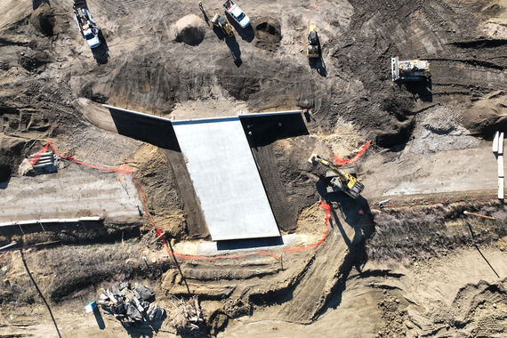 An aerial view of the concrete box culvert. 