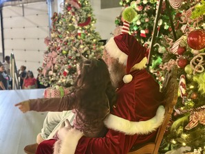 Young girl sitting on Santa's lap