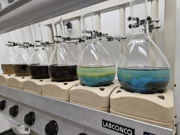 Testing beakers in Weld County lab