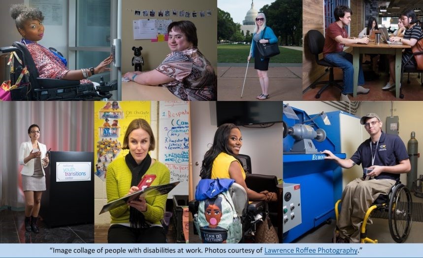 Photo collage of different people at work