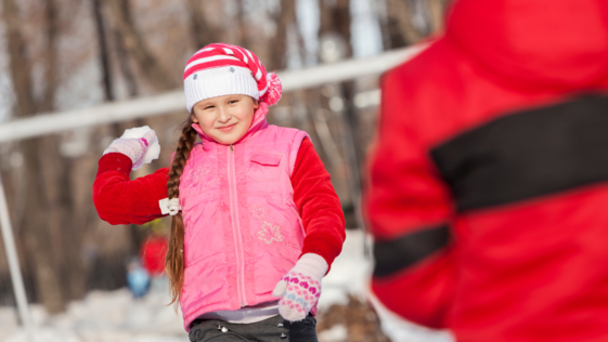 DPR Winter Programs. Young girl throwing a snowball