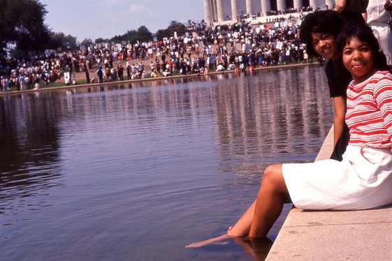 Women cooling feet in Reflecting Pool at March on Washington