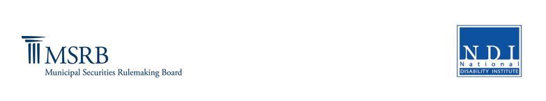 Municipal Securities Rule Making Board (MSRB) and National Disability Institute (NDI) Logos