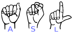 Image of hands in sign language saying ASL