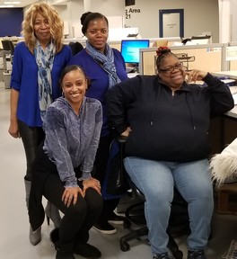 DMV employees wearing blue