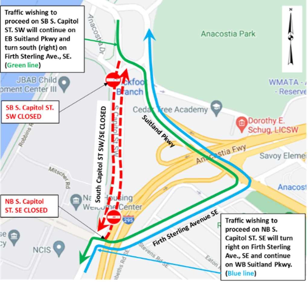 DDOT Traffic Advisory Temporary Closures for South Capitol Street