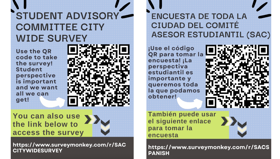Graphics that promote the SAC's citywide survey