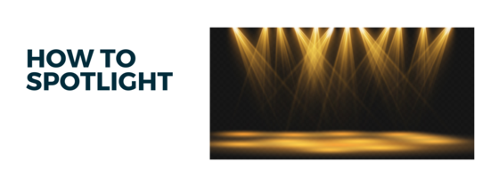 Gold spotlights on dark stage