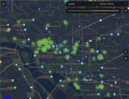 Next Fare DC screenshot of a heat map showing where the most pick ups are depending on historical time of day.