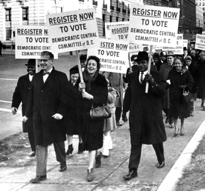 Polly Shackleton Marching for DC Voting Rights in a Historic Photo