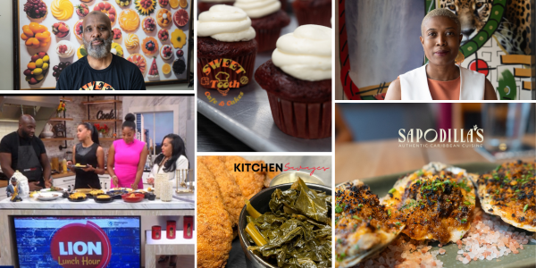 Collage photos of Black owned businesses in DC, Sapodillas, Sweet Tooth and Kitchen Savages