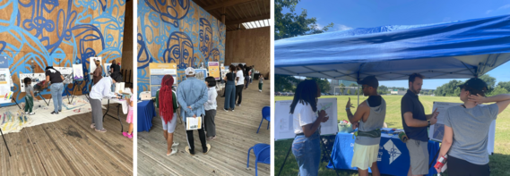 Outreach photo collage of residents and staff at a Commemorate DC and Poplar Point event