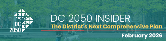DC 2050 Insider, February 2026 text over blue-toned photo background