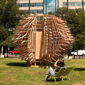 Photo of Living Lantern sculpture situated in Farragut Square