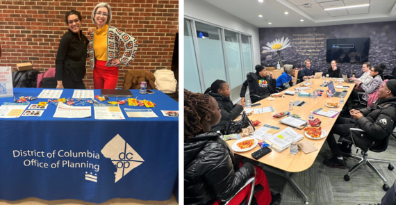 Photos from February OP engagements - tabling at the DACL Red, White, & You Valentine's Day event and a focus group with Goodwill Excel Center