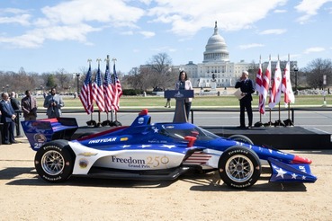 Mayor Bowser Speaking at the Freedom 250 Grand Prix Press Event