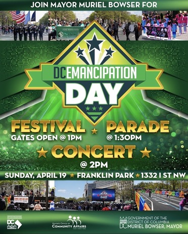Save the Date Flyer for DC Emancipation Day Celebrations on April 19
