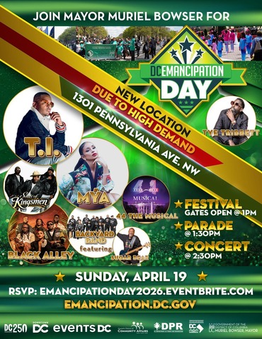 DC Emancipation Day festival is on Sunday, April 19.