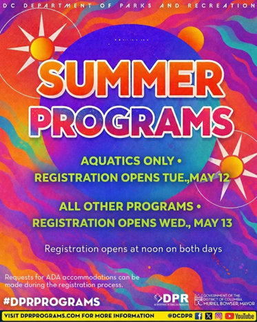 DPR summer programming registration opens next week. 