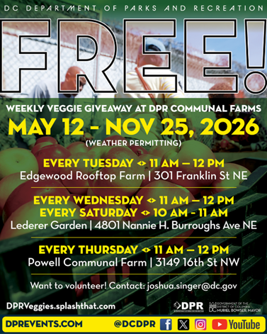 DPR's weekly veggie giveaway is resuming.