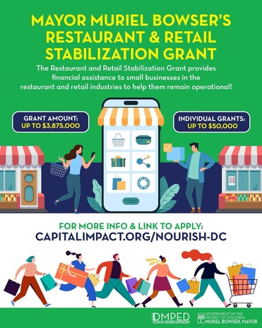DMPED grants to help restaurants and retail.