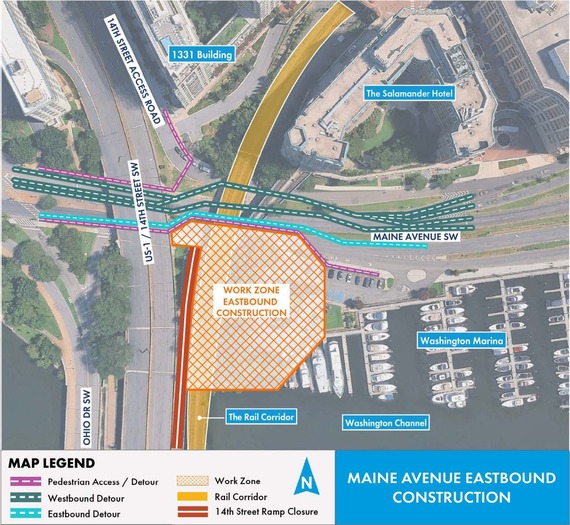 Maine Avenue SW Eastbound Construction Map