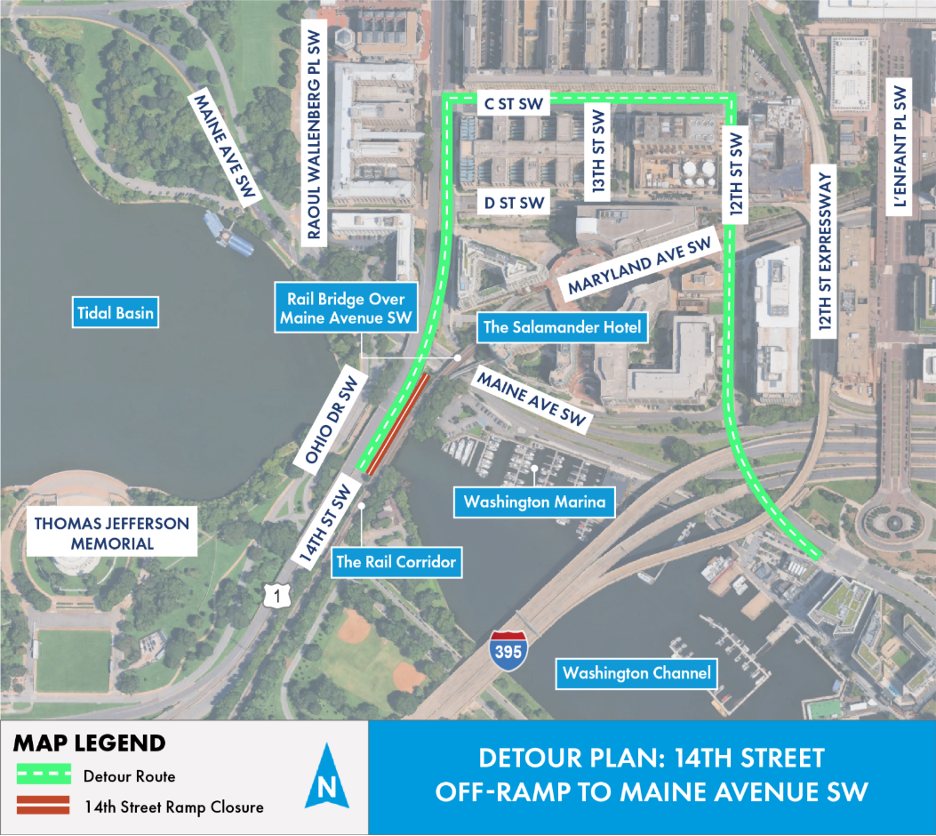Detour Plan: 14th Street Off-Ramp to Maine Avenue SW