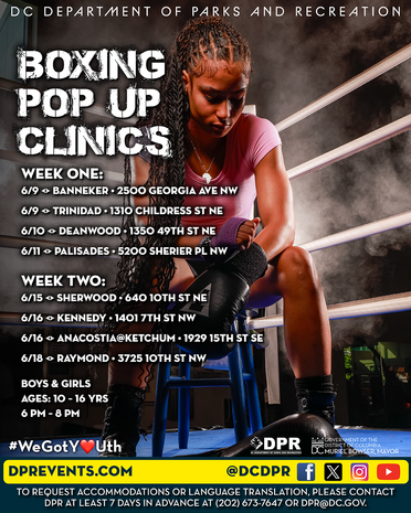 Schedule of upcoming boxing clinics. 