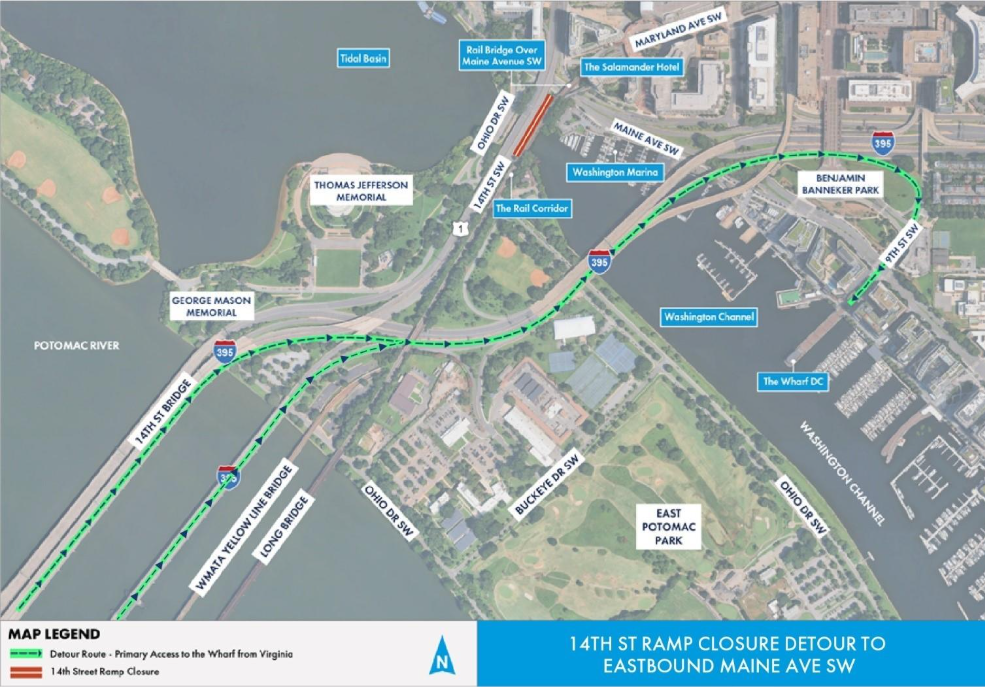 14th Street Ramp Closure Detour to Eastbound Maine Avenue SW