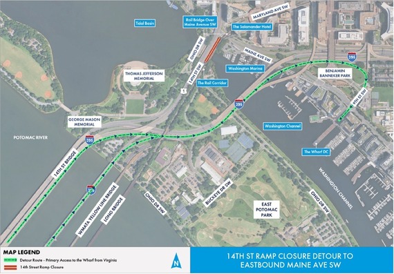 14th Street Ramp Closure Detour to Eastbound Maine Avenue SW