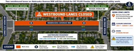 Temporary Lane Closures on Nebraska Avenue NW for DC Plug Feeder 467