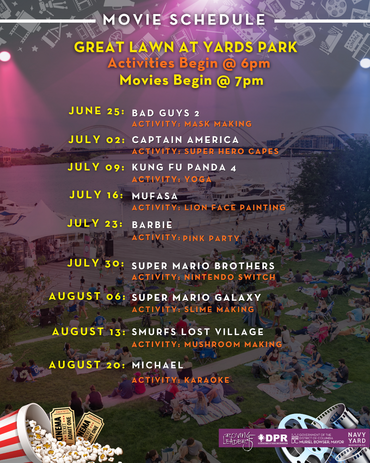 Every Thursday, DPR is hosting a movie night in Yards Park. 