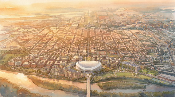 Aerial rendering of redeveloped RFK campus
