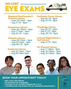 The DC Public Library is partnering with Vision to Learn to offer limited free eye exams. 