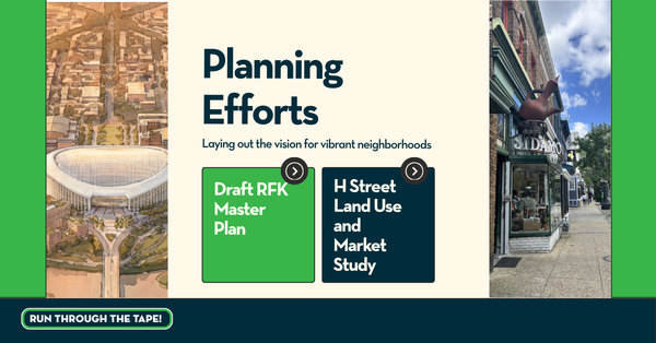 A graphic image displaying two strategic plans for RFK and H Street NE